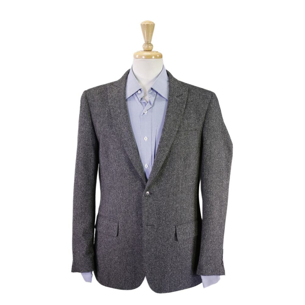 John Varvatos Gray Donegal Tweed Wool Silk Peak Lapel 2-Btn Blazer Jacket 40R